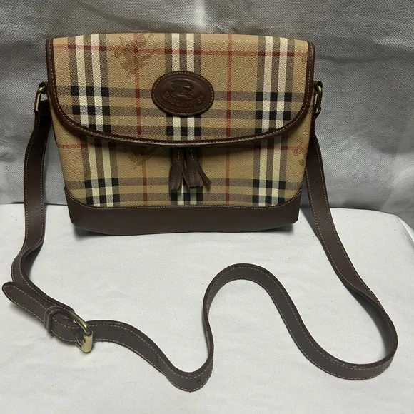 Vintage Burberry Beige and Brown Plaid Crossbody Bag - Picture 2 of 16